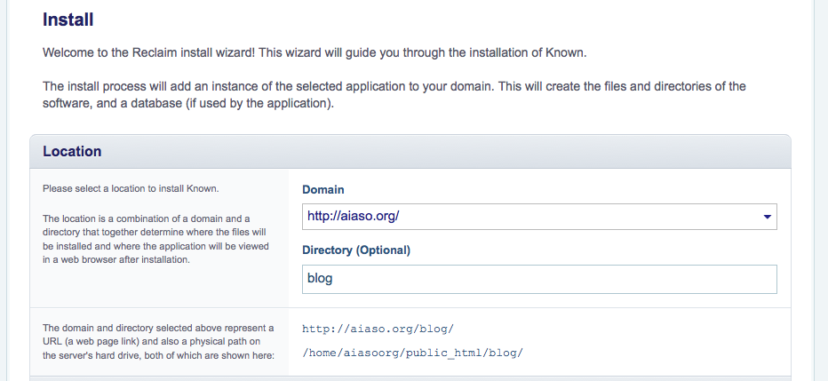 Known settings in Installatron