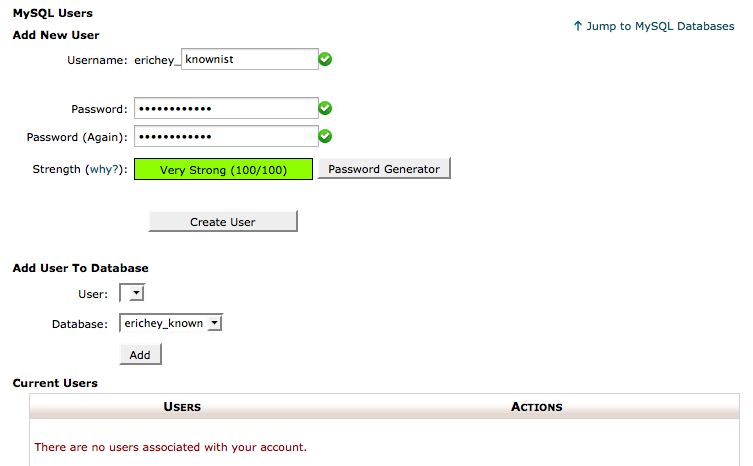 Enter your database username